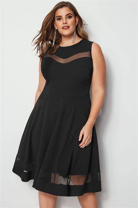 Black Scuba Skater Dress Plus Size To