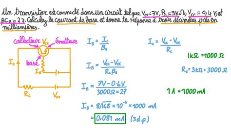 Vid O Question D Terminer Le Courant De Base Pour Un Circuit