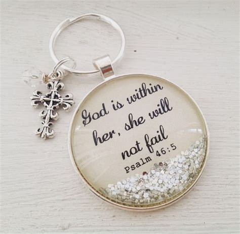 Psalm 46 Sparkle Keychain God Is Within Her She Will Not Fail