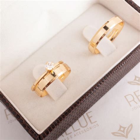 Par Aliancas Ouro 18k 4mm Abauladas Casamento Anel Noivado Elo7