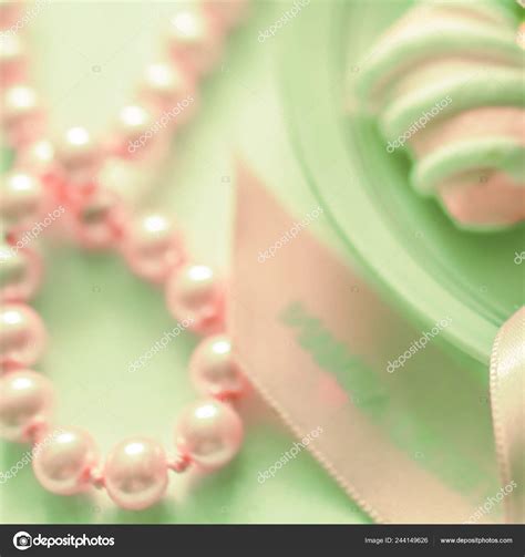 Light Background Soft Green Pink Tone Pearls Ribbon Marshmallows Top ...