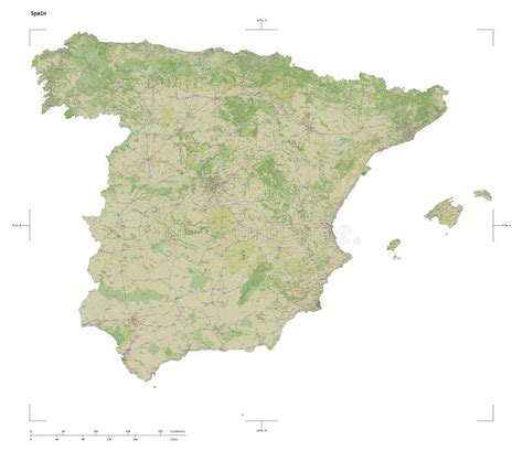 Spain Shape On White Topo Humanitarian Stock Illustration