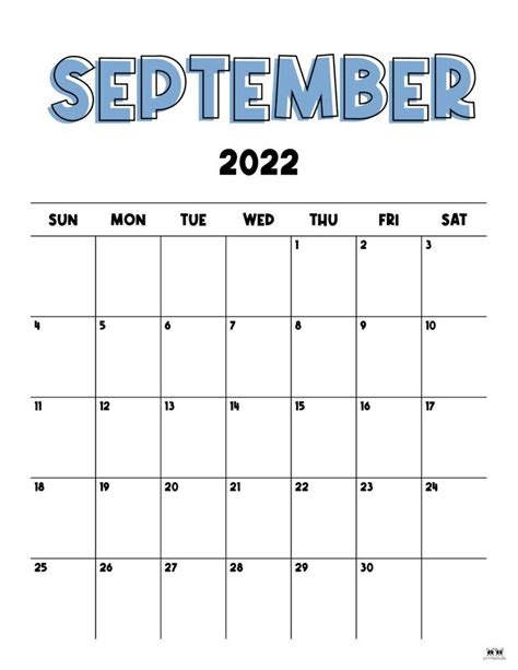 Printable September 2022 Calendar Style 22 Calendar Printables