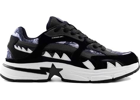 bathing ape shark sta tree edge camo black mens