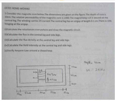 Solved EE331 HOME WORKM2 1 Consider The Magnetic Core Below Chegg