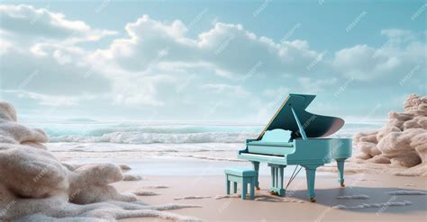 Premium AI Image | vintage piano on the beach relaxing music at the ocean