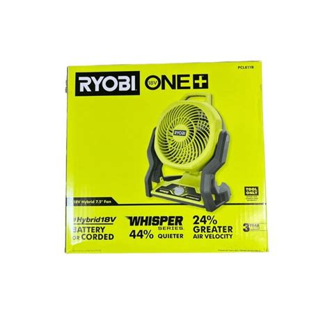 Ryobi Pcl811 One 18v Cordless Hybrid Whisper Series 7 12 In Fan Tool Only