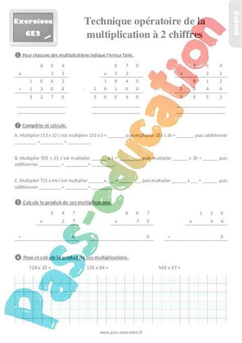 La technique opératoire de la multiplication à 2 chiffres au Ce2 avec