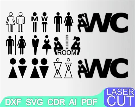 47 Toilets Sign Toilets Svg Wc Door Sign Laser Cut Cnc Etsy