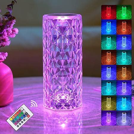 Hizeyluck Rgb Color Changing Desk Lamp Rose Touch Crystal Dimmable