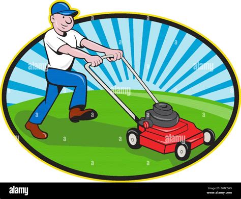 Lawn Mower Man Gardener Cartoon Hi Res Stock Photography And Images Alamy