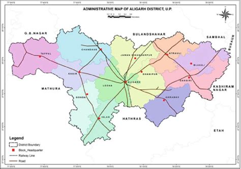 Aligarh District Map, District Map Of Aligarh, Uttar, 58% OFF