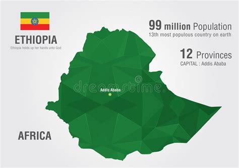 Ethiopia World Map With A Pixel Diamond Texture Stock Vector