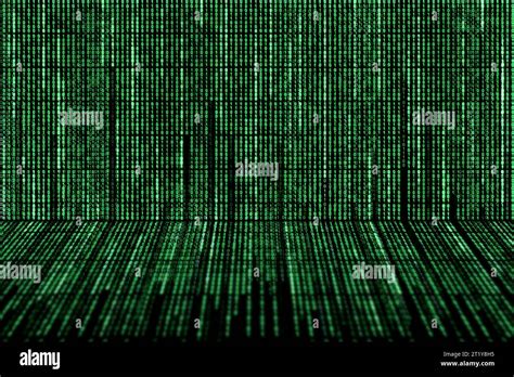 Computer Binary Codes Falling From The Top And Fading Away Stock Photo