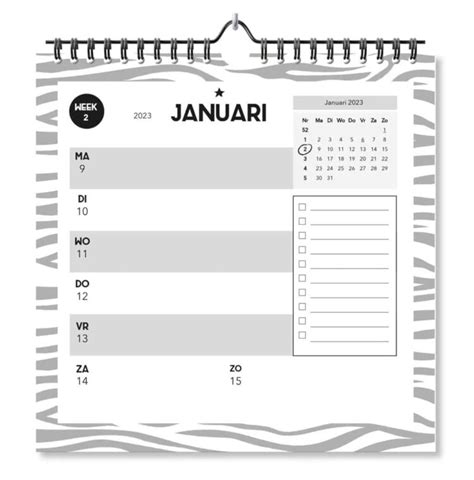 Fyllbooks Weekkalender 2023 Zwart Wit Kopen Invulboekjes Nl