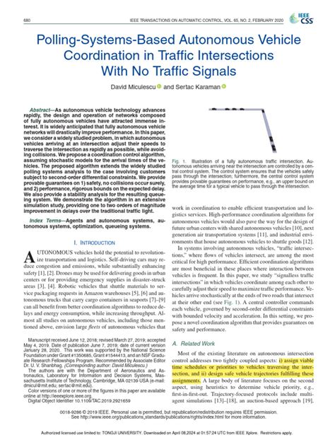 Polling Systems Based Autonomous Vehicle Coordination In Traffic