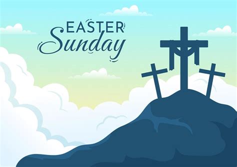 Happy Easter Sunday Day Illustration With Jesus He Is Risen And