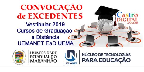 Convocação de excedentes do vestibular 2019 da UEMANET EaD UEMA