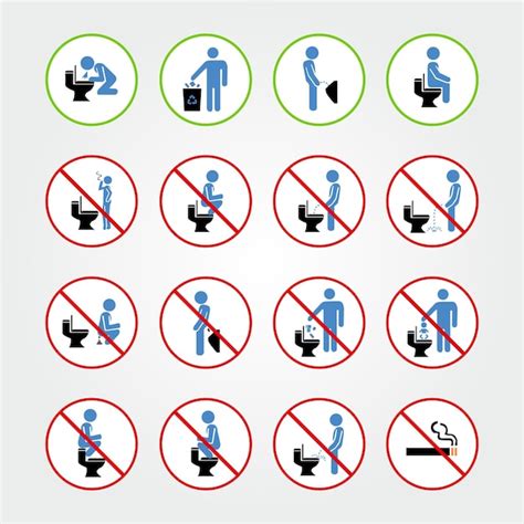 Premium Vector Set Of Toilet Signs Wc Icons Restroom Signs