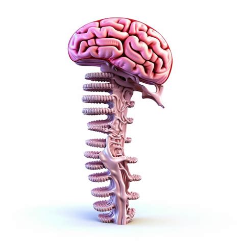 Ilustración Del Cerebro Y La Columna Vertebral Aislado Sobre Un Fondo