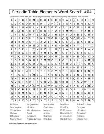 Periodic Word Search 04 Learn With Puzzles