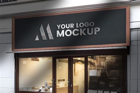 Premium PSD Modern Storefront 3d Facade Sign Mockup