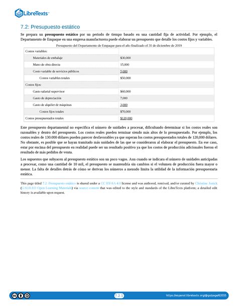 7 Trabajo 7 2 espanol libretexts go page 7 Presupuesto estático