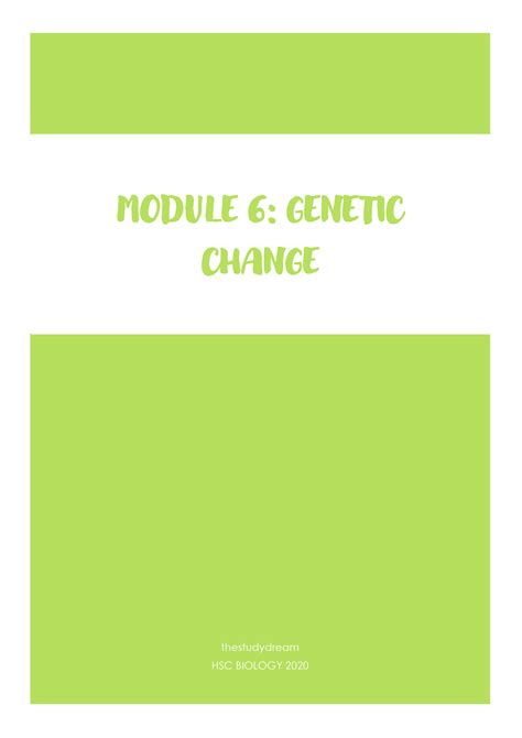 Module 6 Genetic Change Notes Thestudydream HSC BIOLOGY 2020 MODULE