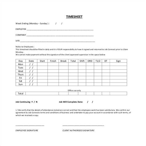 Time Sheet Template | Free Word Templates