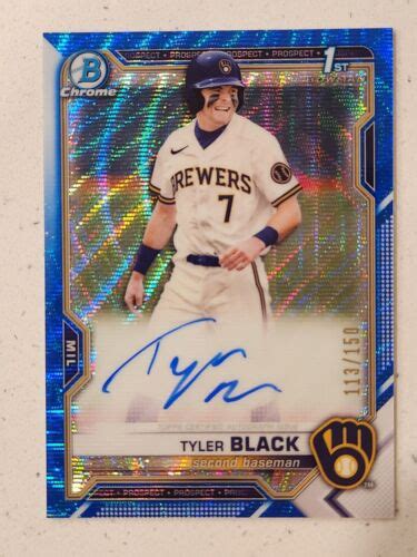 TYLER BLACK 1st Bowman Chrome Blue Wave Refractor Auto 150 Parallel