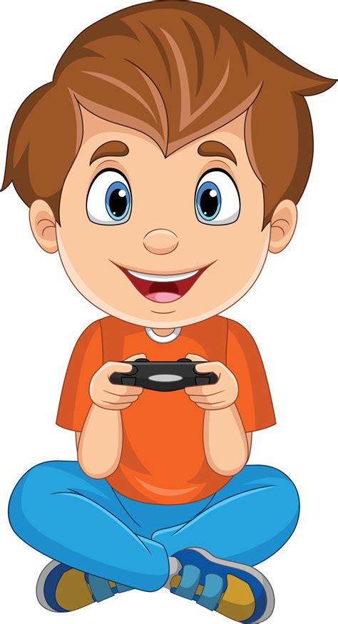 Cartoon little boy playing video game 7153002 Vector Art at Vecteezy