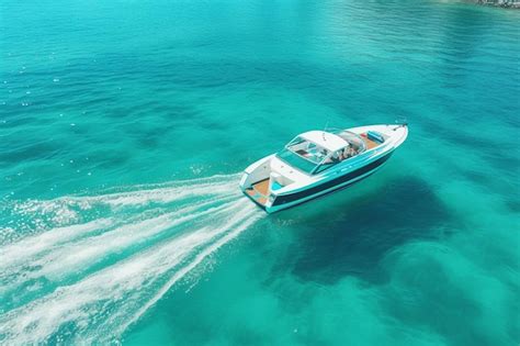 Premium Ai Image Speed Boat Floating Turquoise Water