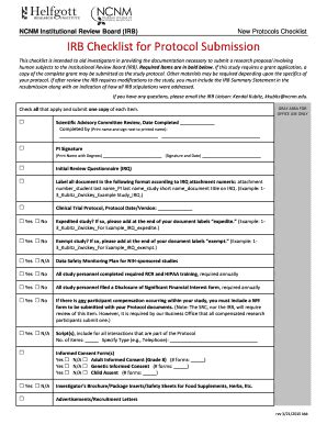 Irb Submission Checklist Fill Online Printable Fillable Blank