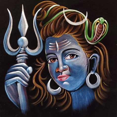 Shiva Painting 21"x29" Original Painting On Ready To Hang Framed Velvet ...