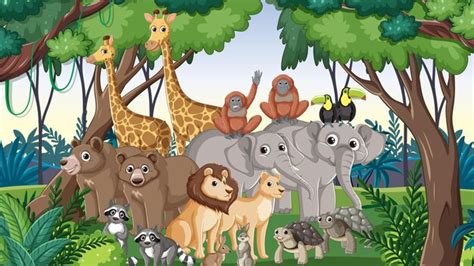 Premium Vector | Wild Animals Roaming Freely in Forest