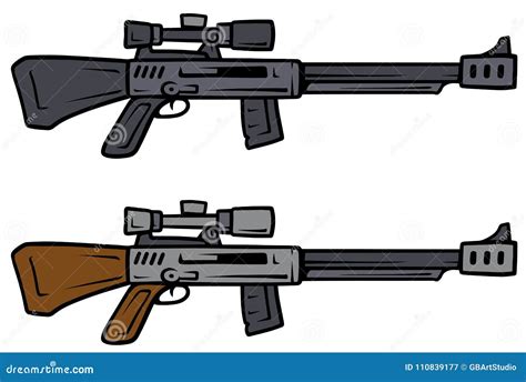 Cartoon Sniper Rifles Vector Weapon Icons Stock Vector Illustration