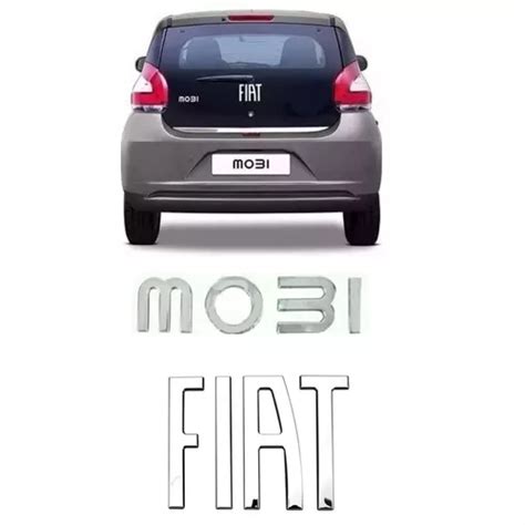 Emblema Letreiro Cromado Fiat Mobi Tampa Porta Mala Kit 2pçs