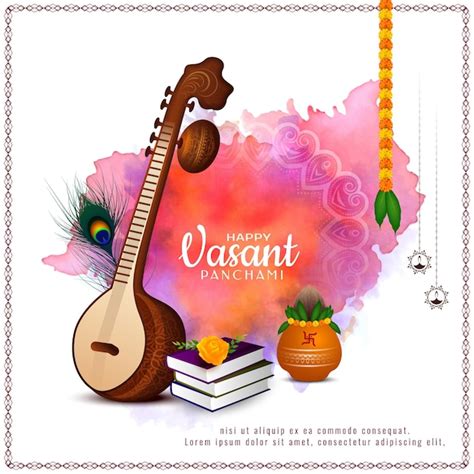 Free Vector Happy Vasant Panchami Indian Hindu Festival Greeting