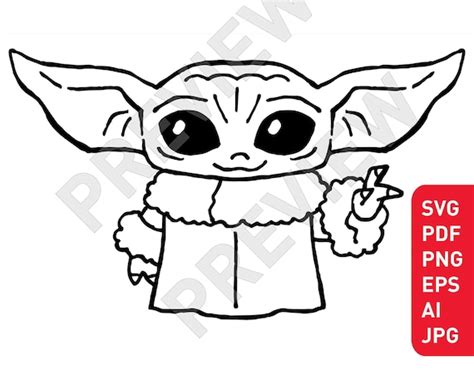 Free 93 Baby Yoda Head Silhouette Svg SVG PNG EPS DXF File