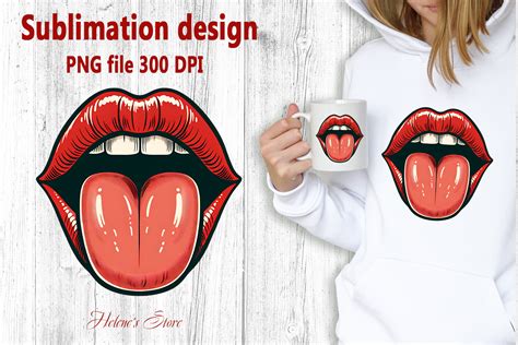 Funny Lips Clipart PNG Pop Art Style Graphic by Helene's store ...