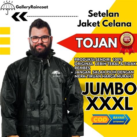 Jual Jas Hujan JUMBO BIG SIZE XXXL TOJAN Pria Wanita TEBAL Bahan