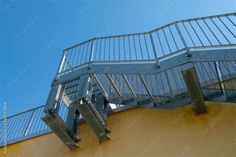 Fire Escape Staircase Pedestrian Passage For Emergency Exit Particular Structure In Galvanized