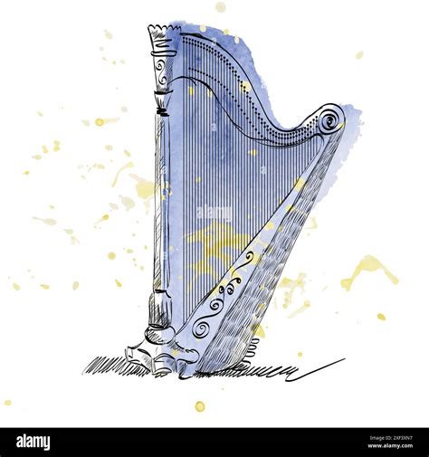 Hand Drawn Illustration Of An Ancient Harp Stock Vector Image Art Alamy