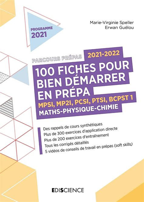 Amazon fr 100 fiches 2021 2022 pour bien démarrer en prépa Maths