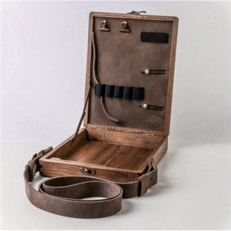 Writers Messenger Wood Box Multifunctional Wooden Handmade Crossbody