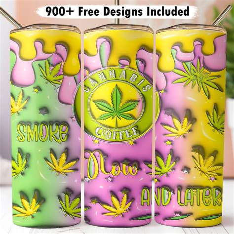 D Cannabis Coffee Oz Tumblers Bundle Wrap Png Inflated Weed