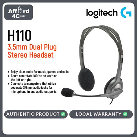 Logitech H Stereo Headset Mm Dual Plug Computer Headset Shopee