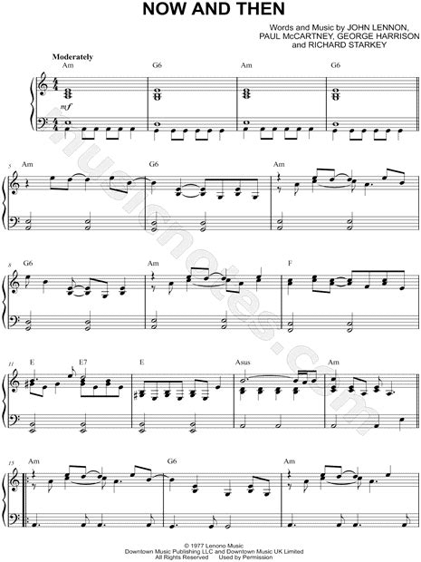 The Beatles Now And Then Sheet Music Piano Solo In A Minor