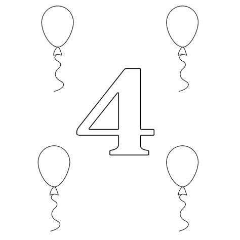 Number 4 Coloring Page