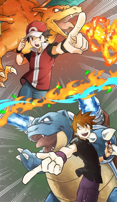 Red Blue Oak Charizard And Blastoise Pokemon And 2 More Drawn By